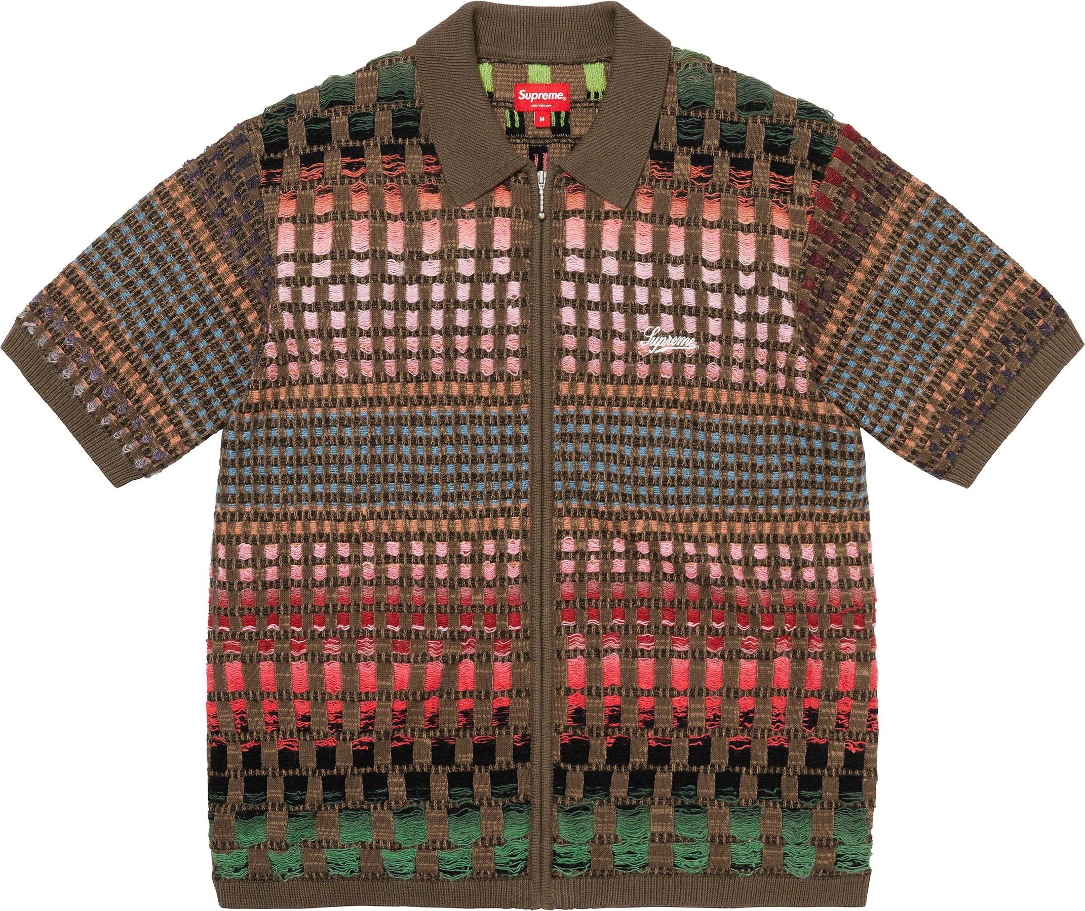 Gradient Grid Zip Up Polo view 3